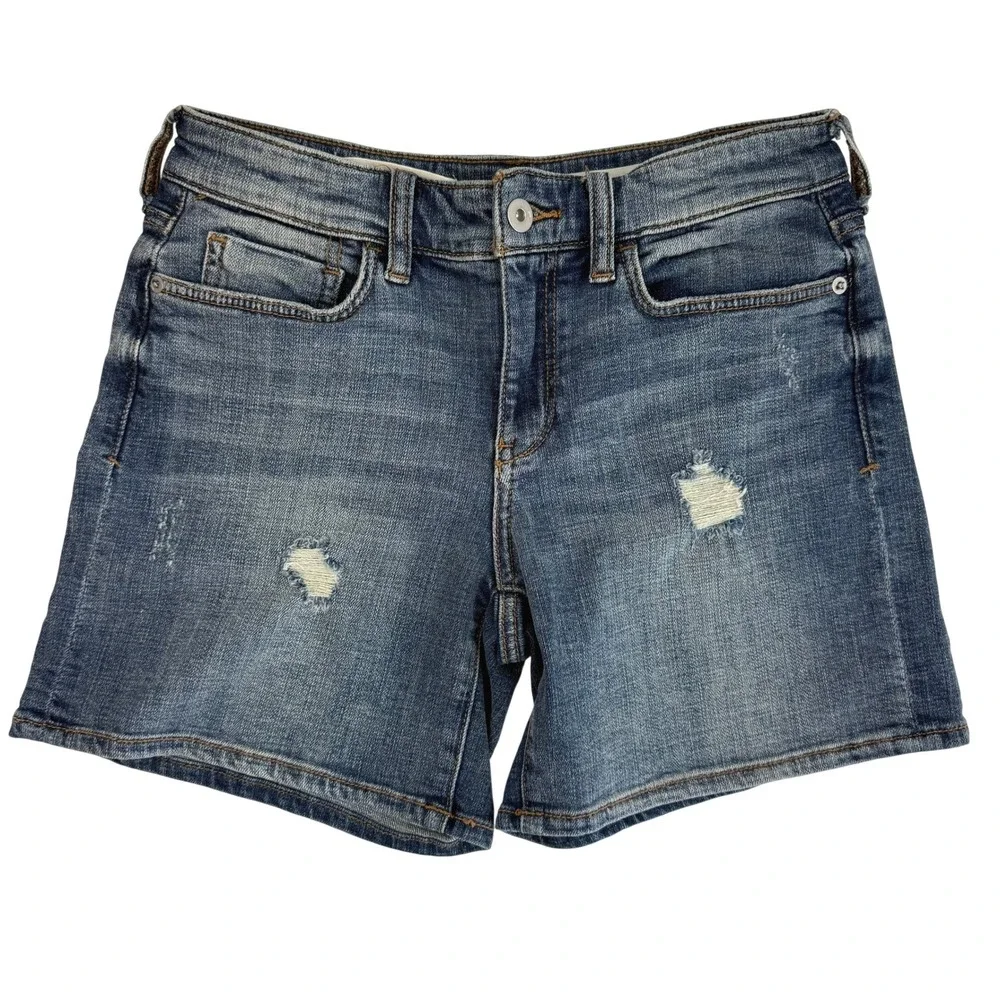 Pilcro and the Letterpress Slim Boyfriend Denim Shorts Distressed Blue Sz 25‎ 5